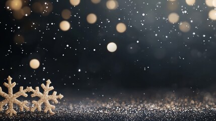 Golden and Silver Snowflake Backgrounds Elegant gold snowflakes on a dark background, suitable for luxury holiday cards or New Year greetings