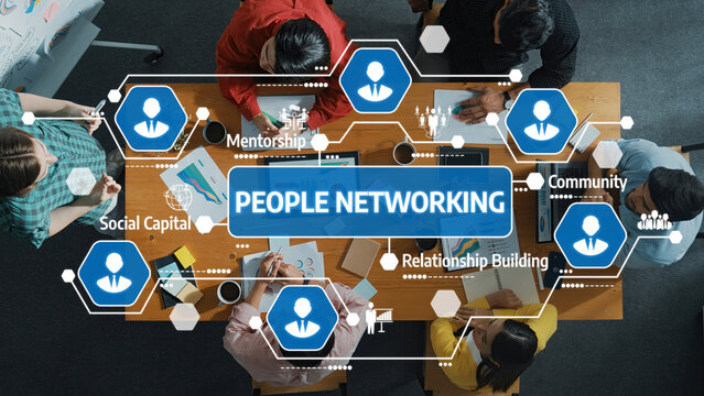 Engaging People Networking Session with Diverse Individuals Collaborating on Ideas and Building Connections around a Conference Table. Amity - Powered by Adobe