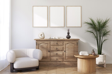 Tthree frame mockup. 3d render.