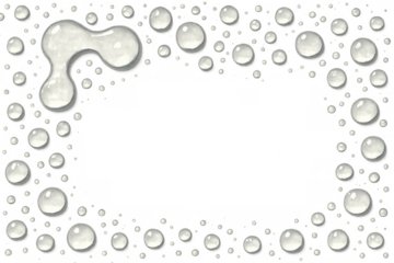 Liquid water drops creating a fresh transparent border frame, clean clear dew droplets forming a natural background element