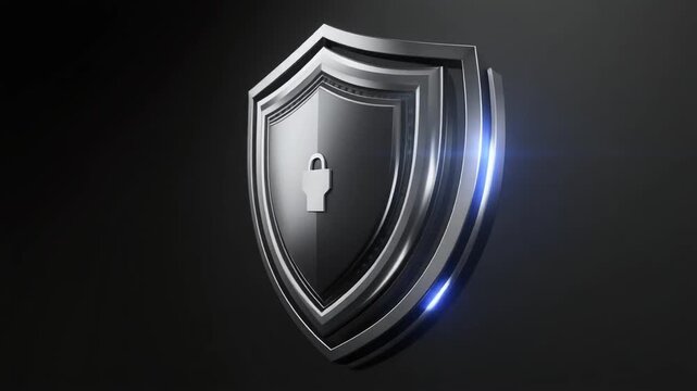 3D Finance Security Shield Lock Concept