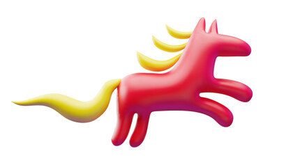 3D abstract minimalist figure of a red horse