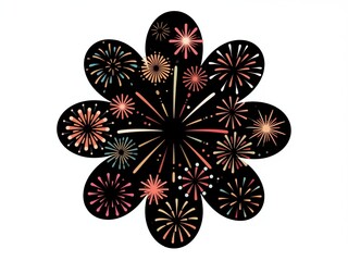 Flower-shaped fireworks, fireworks illustration,unique fireworks designs
