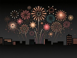 Vector fireworks over the city