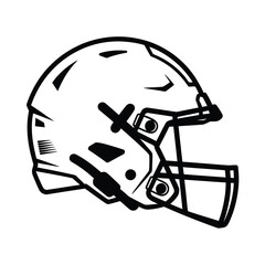 American football helmet outline drawing for sports and games