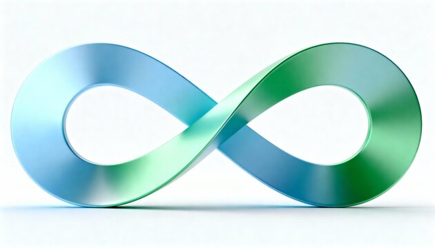 Smooth and Flowing 3D Render of Clean Blue and Green Ribbon Forming an Infinite Loop