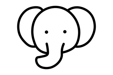 This is a simple, black and white line art illustration of an elephant's head.