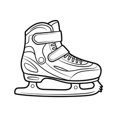 Black and white illustration of a figure skating boot with blade
