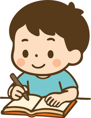 Kid writing in a Book