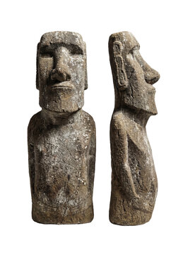 Easter Island Moai Statue front and side view