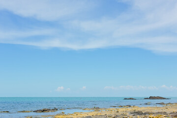 Volcanic rock landform coastline landscape of Leigong Island in Chengmai County, Hainan, China, in autumn season