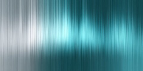 Vertical light streaks create an abstract gradient background transitioning from metallic silver to deep cyan
