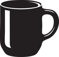 Minimal Black Coffee Cup Isolated Vector on Transparent Background