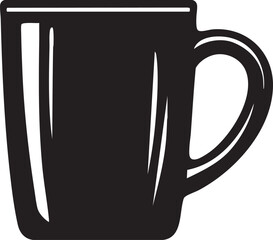 Minimal Black Coffee Cup Isolated Vector on Transparent Background