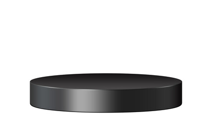 Minimal pastel round black cylinder podium stage. Clean 3D mockup for product display stand, podium pedestal and cosmetics presentation. Studio style with copy space.
