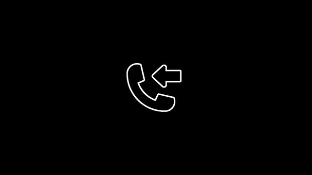Outline Animation graphic of a phone with curved arrow for calling back or re-contacting.