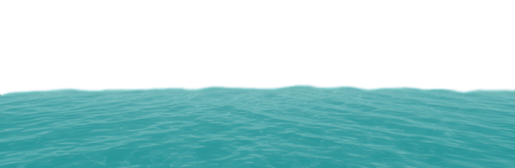 Realistic ocean water surface, detailed turquoise ripples and soft waves transparent png for marine illustration