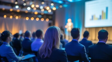 Blur of business Conference and Presentation in the blurred background of event concert lighting at conference hall. High quality.