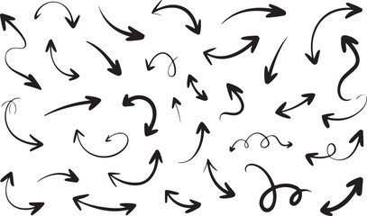 Collection of hand drawn black arrow illustrations for various creative designs