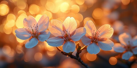 A close-up macro capture of cherry blossoms