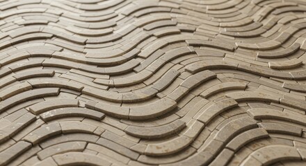 Wavy Stone Tile Pattern - A textured stone tile pattern with a wavy, undulating design. Neutral tones create a calming and sophisticated aesthetic