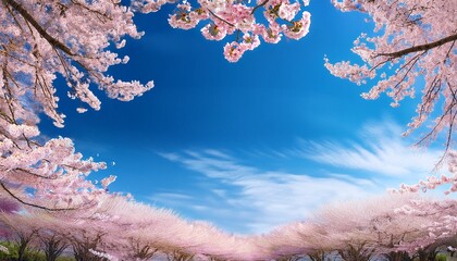 blooming cherry blossoms frame bright blue sky springtime beauty