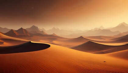 abstract brown desert landscape under dusty sky