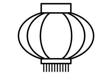 Line art Chinese lantern, traditional New Year paper lamp. Hanging oriental religious decoration, luck symbol. Festive decorative Asian ornament. Line vector illustration isolated on white background