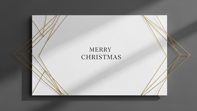 Minimalist Luxury Christmas Greeting Card with Gold Geometric Lines - Powered by Adobe