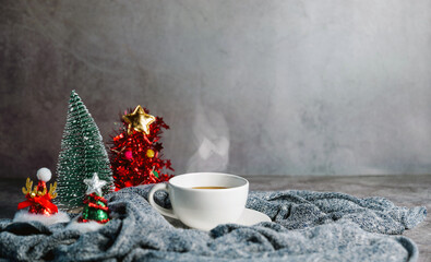Cozy christmas morning with Hot coffee