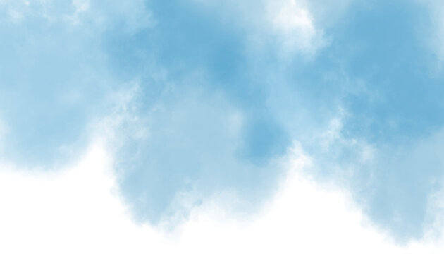 Soft blue sky fog or mist effect on a transparent background for digital art & design