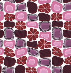 Floral mosaic pattern of bright flowers on a white background.seamless drawing.	
