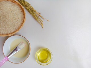 Natural Rice Face Mask. Rice Face Mask Ingredient. Homemade Rice Beauty Treatments. Organic Skincare with Rice