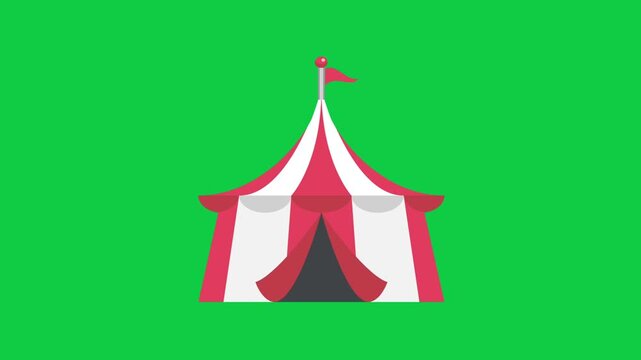 Circus Tent motion graphic icon. Animated technology, web, industry, business, and entertainment icons. Motion on an alpha background.