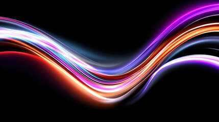 Naklejka premium A vibrant swirl of colorful lights on a dark background, showcasing fluid motion and energy. This abstract design conveys creativity, innovation, and dynamic movement.