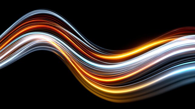 An abstract image featuring flowing wave-like lines in vibrant colors against a dark background, creating a dynamic and visually striking effect ideal for digital art and design.