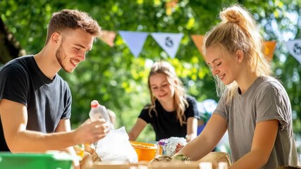 Community volunteers enjoy a sunny day at outdoor charity event
