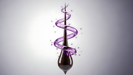 Hair Root Structure Encased in a Purple Liquid Helix with Droplets