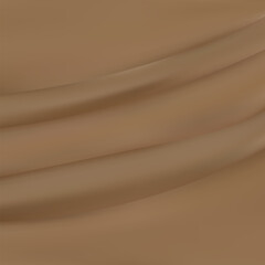 Luxury light brown beige color creased smooth satin silk cloth texture decorate background with minimalistic style and copy or negative space. eps 10