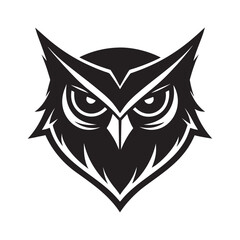Fierce Owl Gaze Outline Artistic Vector