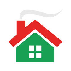 Cozy Winter House Icon – Flat Christmas Holiday Illustration