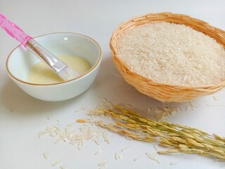 Natural Rice Face Mask. Rice Face Mask Ingredient. Homemade Rice Beauty Treatments. Organic...