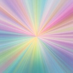 Obraz premium Abstract pastel colored radial sunburst background with soft beams of light in rainbow colors, retro pop art style