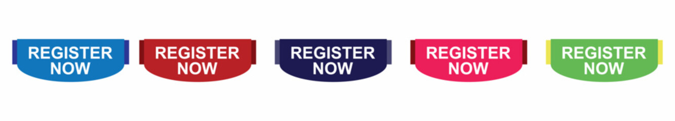 Set of modern web banners register now. Vector illustration
