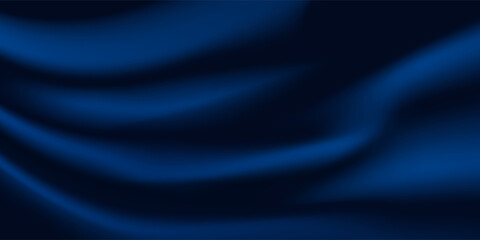  Black blue abstract background. Silk satin. Curtain, drapery. Shiny fabric. Dark. Wavy soft pleats. Navy blue elegant luxury background. Liquid wave effect. Gradient. Christmas. Festive.