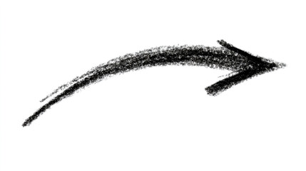 A simple black arrow drawn with crayon on a white background
