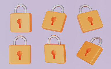 Security Padlock for Digital Data Protection and Privacy Collection 3d illustration