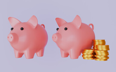 Set of piggy bank, future investment concept ideas, money saving concept
