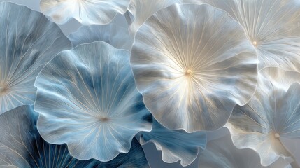 Overlapping lotus petals arranged into hypnotic radial repetition ultra-detailed macro texture inner veining captured with soft evenly distributed