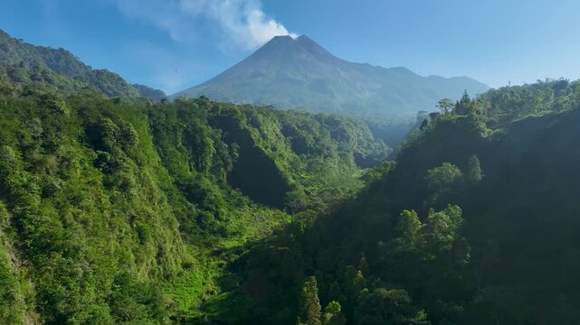 Aerial Drone Footage of Mount Merapi Volcano &ndash;Landscape View